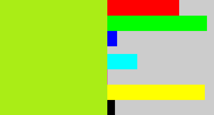 Hex color #aaed16 - yellowish green