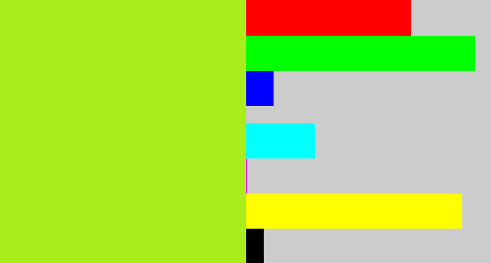 Hex color #aaed1c - yellowish green