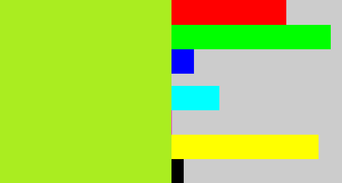 Hex color #aaed20 - yellowish green
