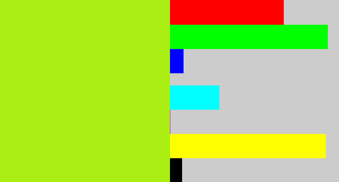 Hex color #aaee14 - yellowish green