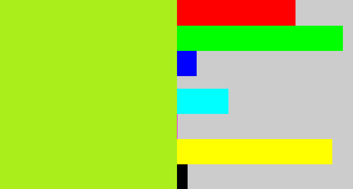Hex color #aaef1c - yellowish green