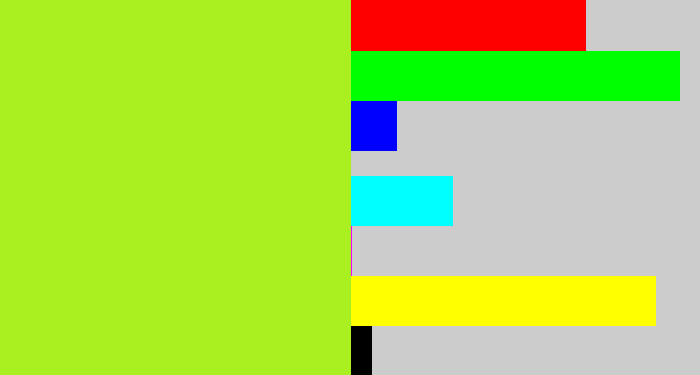 Hex color #aaf020 - yellowish green