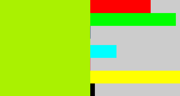 Hex color #aaf101 - lemon green