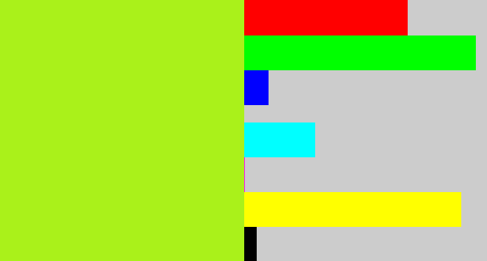 Hex color #aaf11a - yellowish green