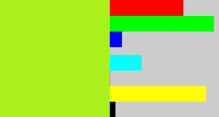 Hex color #aaf11c - yellowish green