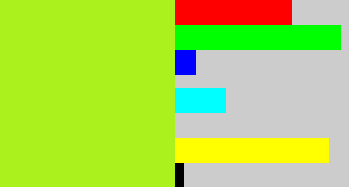 Hex color #aaf11e - yellowish green