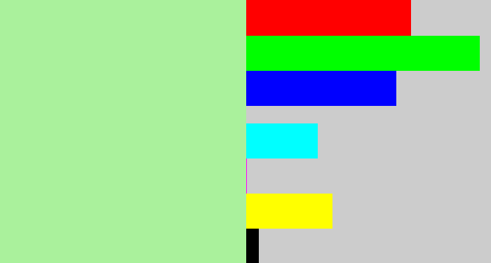 Hex color #aaf19c - pale light green