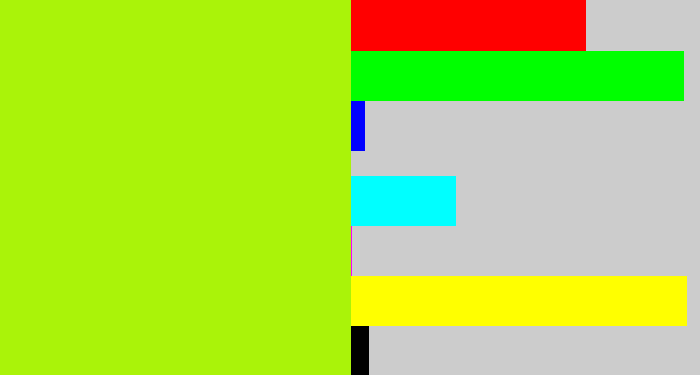 Hex color #aaf309 - lemon green