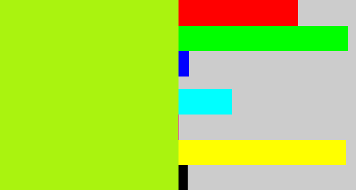 Hex color #aaf30f - lemon green