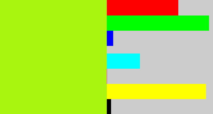 Hex color #aaf510 - lemon green