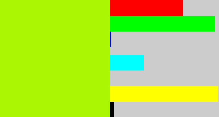 Hex color #aaf603 - lemon green