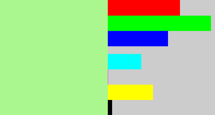Hex color #aaf68f - pale light green