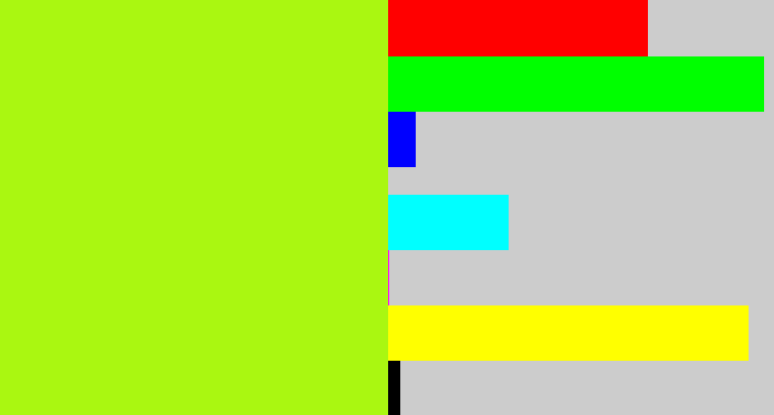 Hex color #aaf711 - lemon green