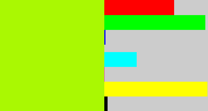 Hex color #aaf802 - lemon green