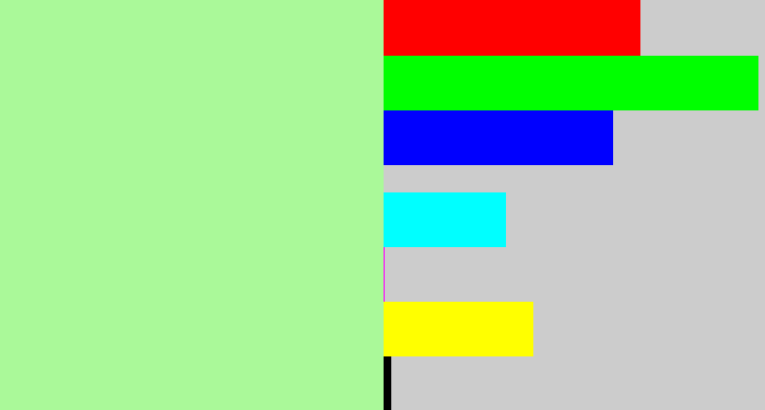 Hex color #aaf999 - pale light green