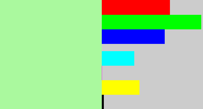 Hex color #aaf99e - pastel green