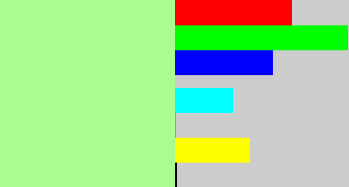 Hex color #aafc8f - pale light green