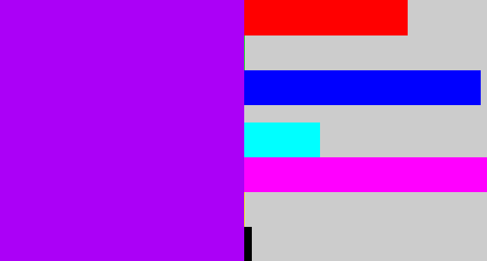 Hex color #ab00f7 - bright violet