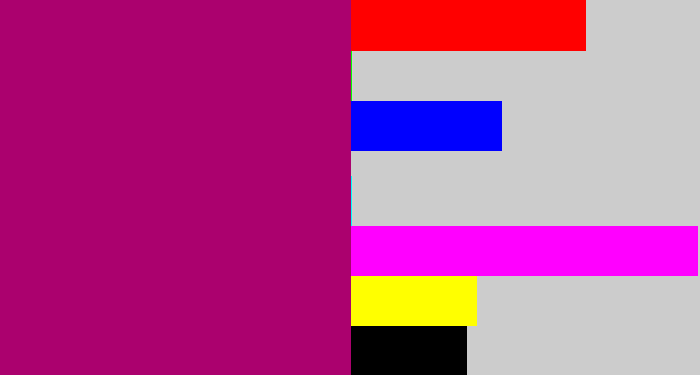 Hex color #ab016e - red violet