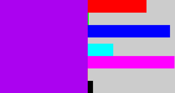 Hex color #ab02f0 - bright violet