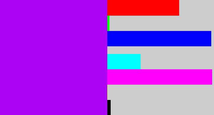 Hex color #ab04f7 - bright violet