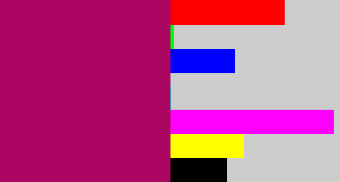 Hex color #ab0662 - deep magenta