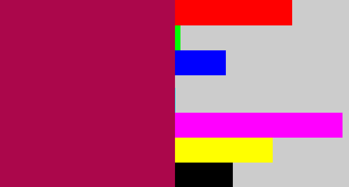 Hex color #ab074b - purplish red