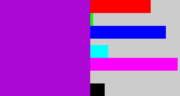 Hex color #ab07d5 - vibrant purple