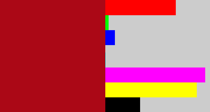 Hex color #ab0816 - darkish red
