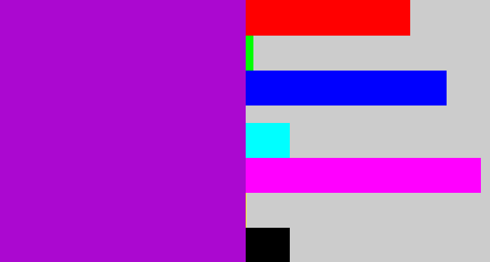 Hex color #ab08d0 - vibrant purple