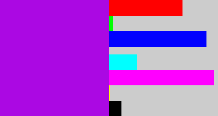 Hex color #ab08e3 - vibrant purple