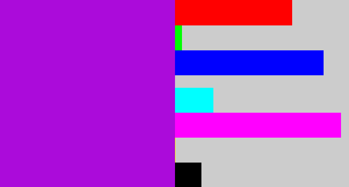 Hex color #ab0bda - vibrant purple