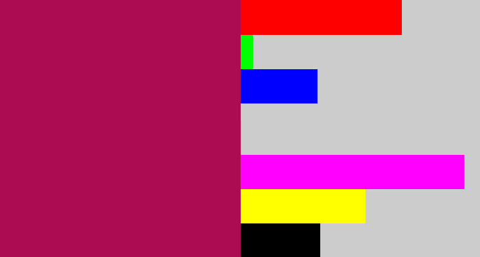 Hex color #ab0c52 - purplish red