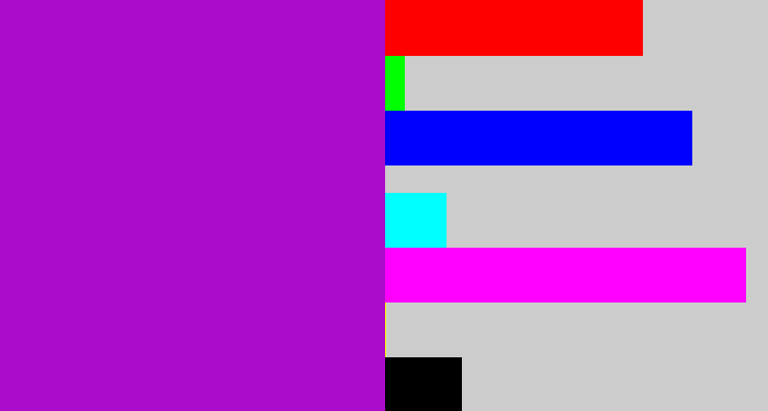 Hex color #ab0ccc - vibrant purple
