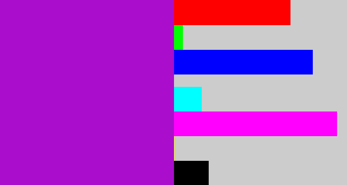 Hex color #ab0dcc - vibrant purple