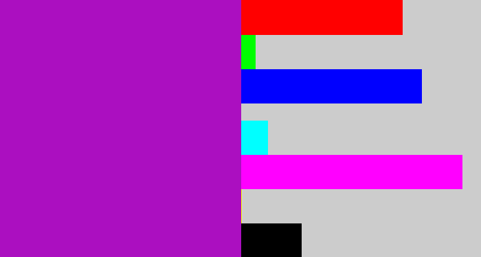 Hex color #ab0fc0 - barney