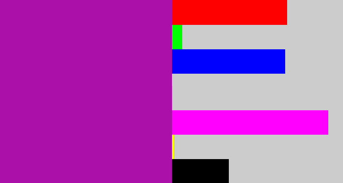 Hex color #ab10a9 - barney