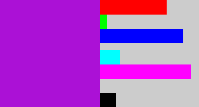 Hex color #ab11d6 - vibrant purple