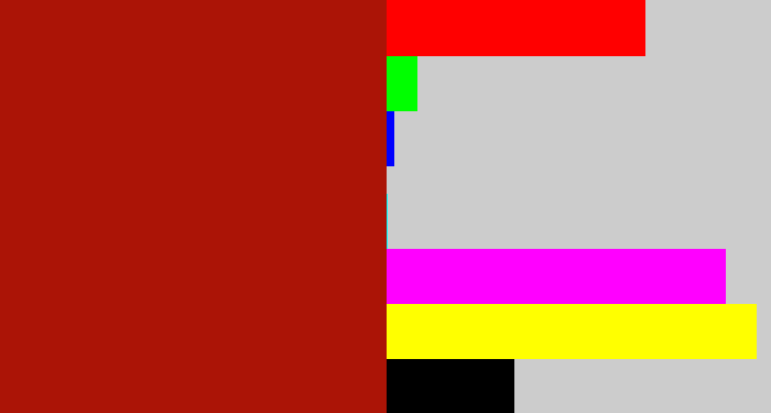 Hex color #ab1406 - darkish red