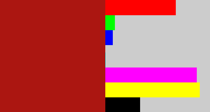 Hex color #ab1611 - darkish red