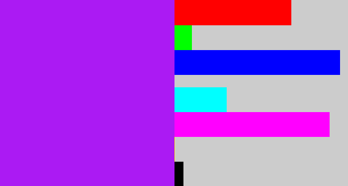 Hex color #ab1af3 - electric purple