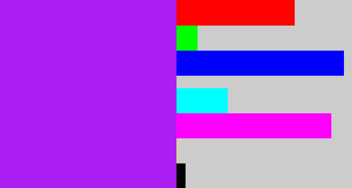 Hex color #ab1ef1 - electric purple