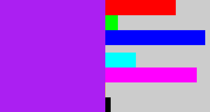 Hex color #ab1ff2 - electric purple
