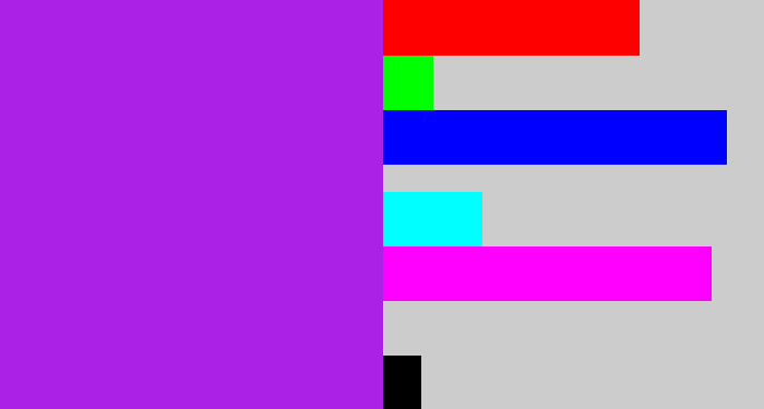 Hex color #ab21e6 - electric purple