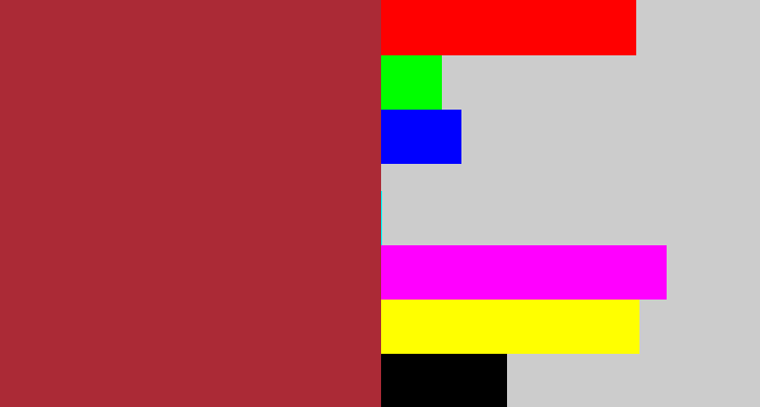 Hex color #ab2a36 - rouge
