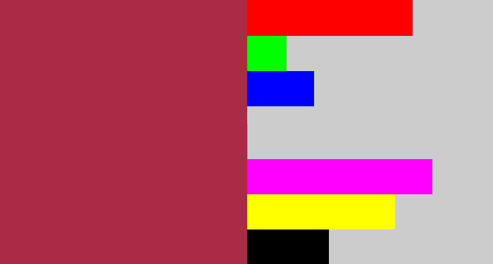 Hex color #ab2a45 - rouge