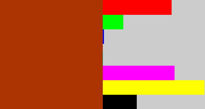 Hex color #ab3402 - rust