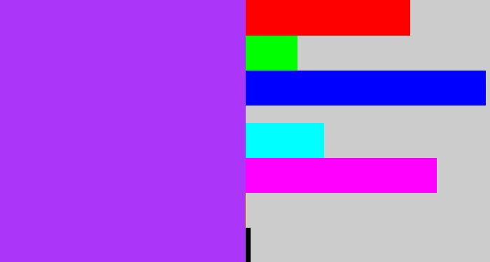 Hex color #ab36fa - electric purple