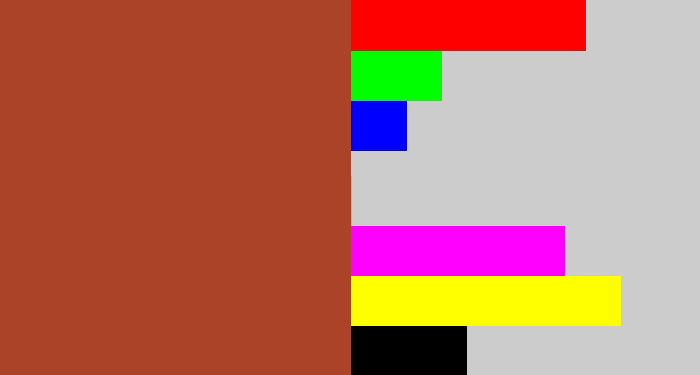 Hex color #ab4328 - brick