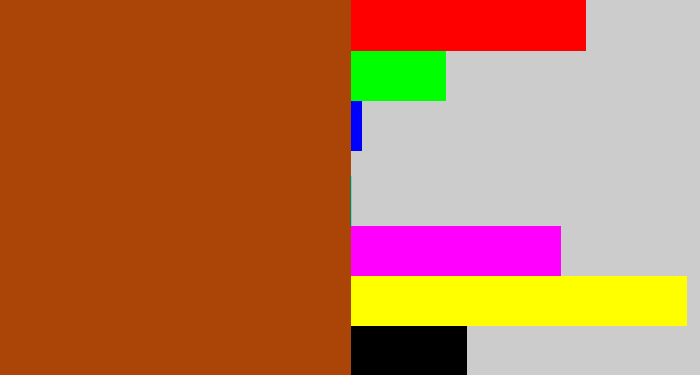 Hex color #ab4507 - rust